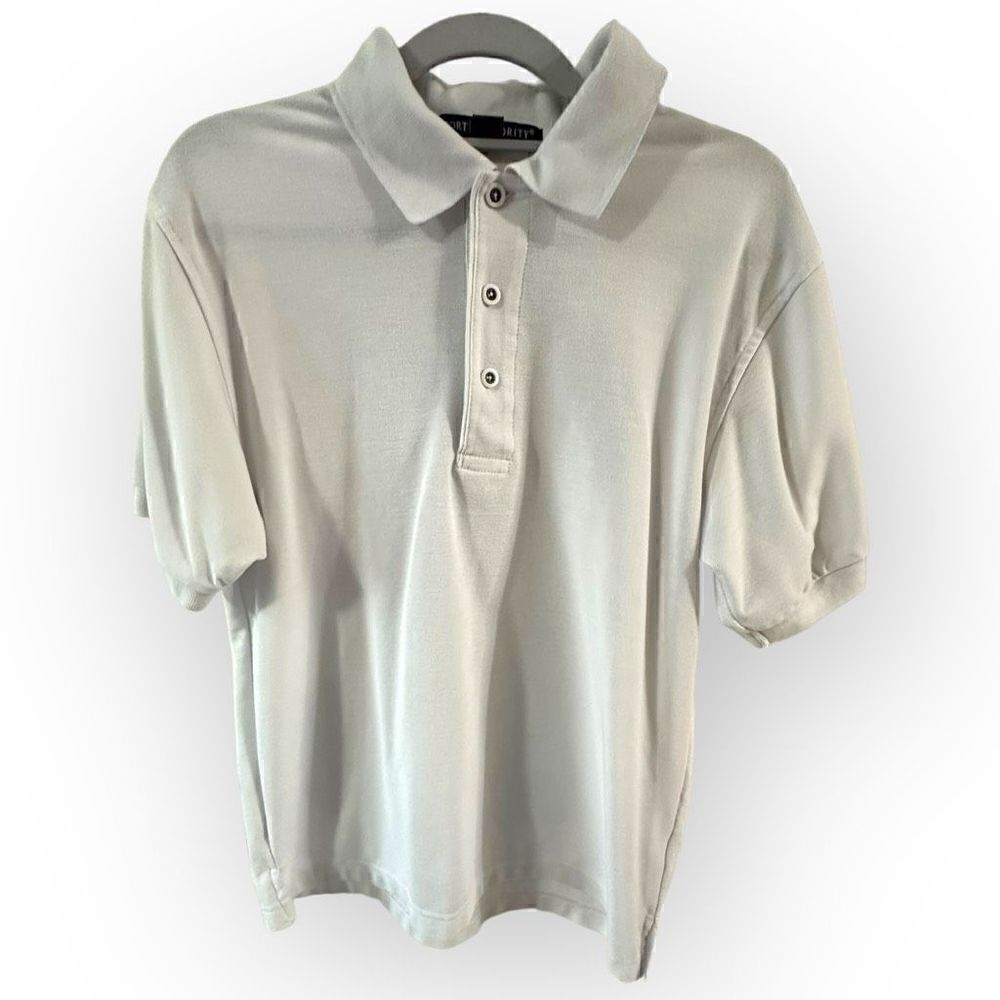 Port Authority white button down short sleeve polo size small polyester/cotton